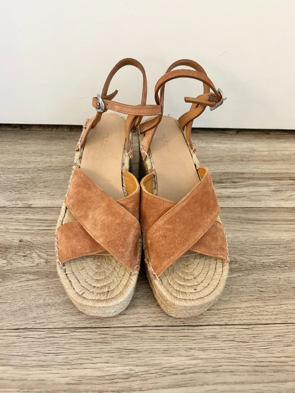 Rag & Bone Hera Suede Espadrille Wedge Sandal in Tan Brown Platform EU 38/US 8 - Picture 3 of 12